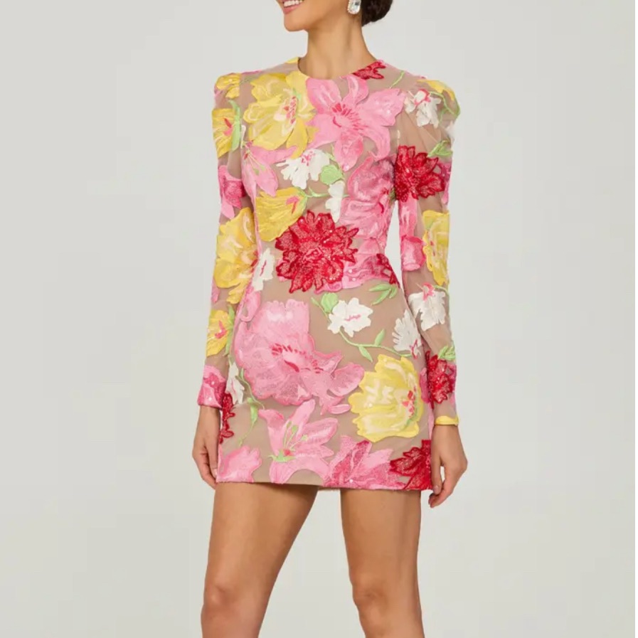 Helsi Erika Embroidered Floral Long Sleeve Cocktail Minidress
